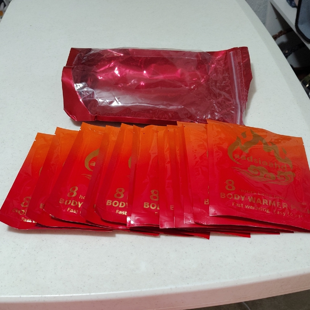 12 Brand New Disposable Hand/Body Warmers - Red Orange Sachets